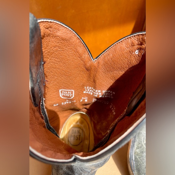 Vtg Dan Post Women’s Cowboy Western Boots Gray Leather size 7M Festival Boho - Picture 6 of 7